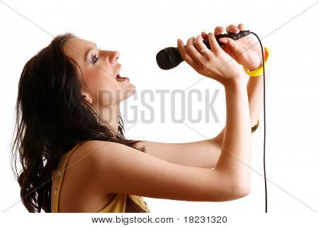Dívka karaoke zpívání