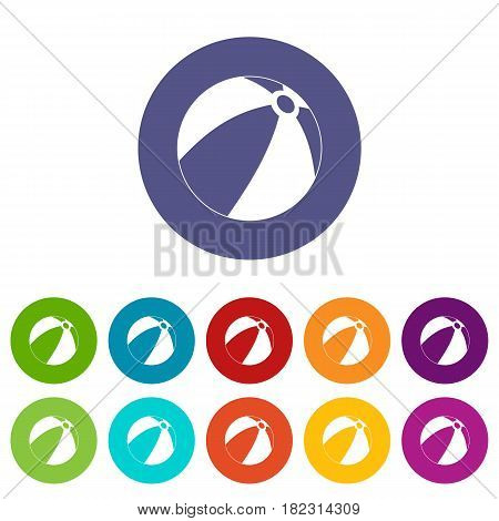 Ball for children to play icons set in circle isolated flat vector illustration