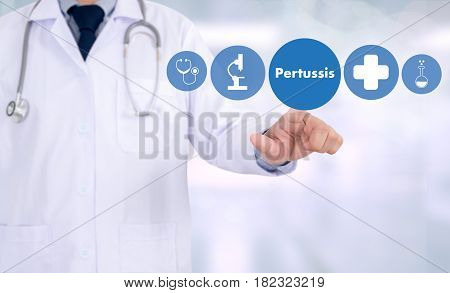 Pertussis  Doctor Hand Working Professional Medical Concept