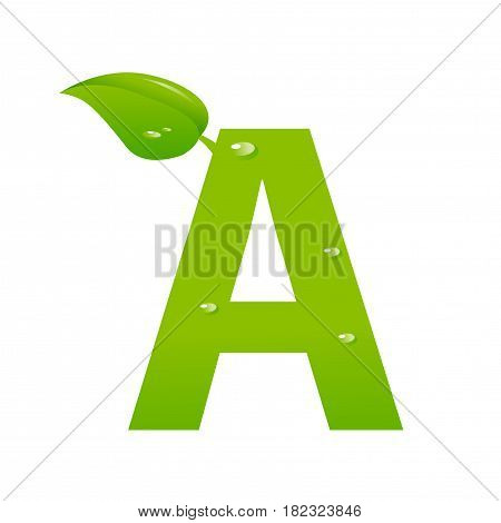 Green eco letter A illiustration on white