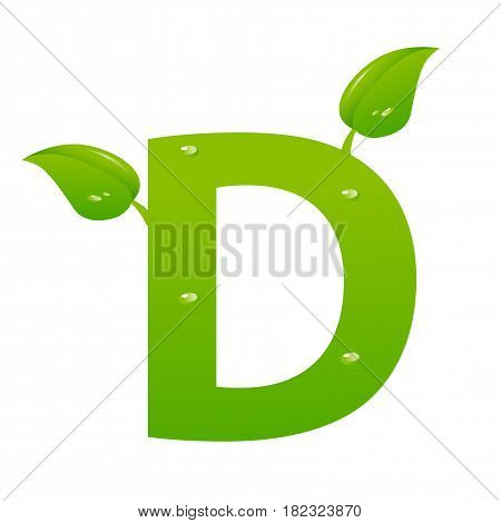 Green eco letter D illiustration on white