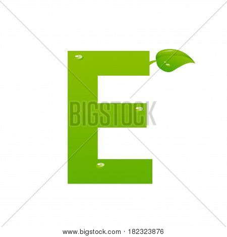 Green eco letter E illiustration on white