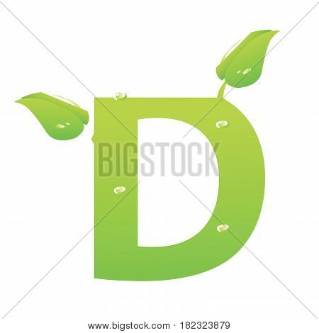 Green eco letter D vector illiustration on white
