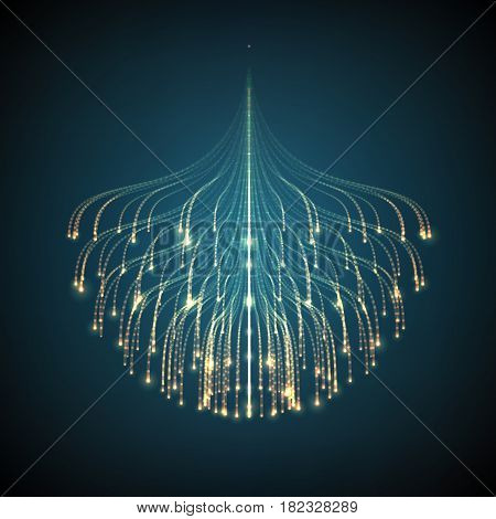 Abstract vector glowing lines mesh background. Bioluminescence of tentacles. Futuristic style card. Elegant background for business presentations. Eps 10.