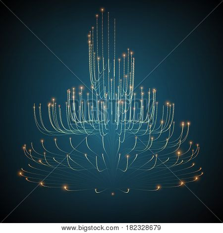 Abstract vector glowing lines mesh background. Bioluminescence of tentacles. Futuristic style card. Elegant background for business presentations. Eps 10.