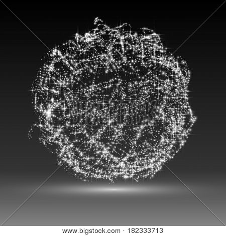Abstract vector grayscale mesh background. Bio luminescence of colony. Futuristic style card. Elegant background for business presentations. Eps 10.