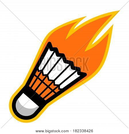 Badminton sport shuttlecock comet fire tail flying logo