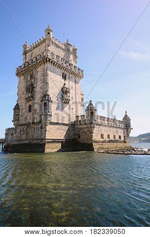 View from the Tower of Belen. Famous landmark of lisbon Portugal