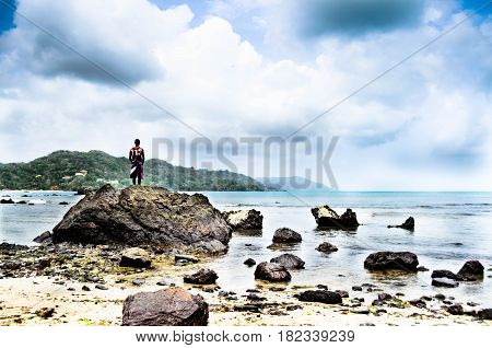 Tropical beach trinidad, looking onwards snd outwards