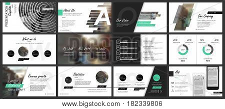 Green and black elements for infographics on a white background. Presentation templates. Use in presentation flyer and leaflet corporate report marketing advertising annual report banner.