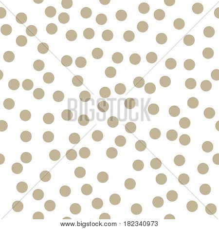 Polka Dots Pattern , Gold Dots on White Background, Seamless Pattern for Fabric and Wrapping Paper, Vector Illustration