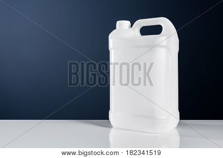 Unlabeled white plastic tank canister chemical liquid container as mock up object template