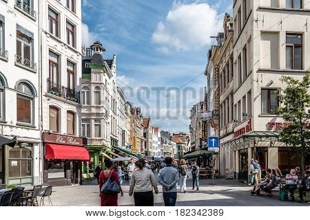 Antwerp Belgium - July 28 2016: The Grote Markt of Antwerp. It is located in the heart of the old city quarter.
