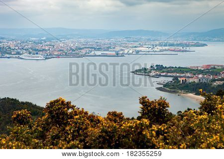 Aerial view of a piece of northwestern coast of Spain, Ferrol
