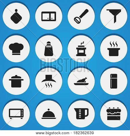 Set Of 16 Editable Cooking Icons. Includes Symbols Such As Salver, Pastry, Cook Cap And More. Can Be Used For Web, Mobile, UI And Infographic Design.