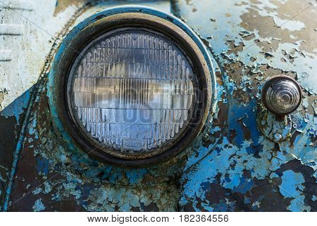 Old Car's Lamp In The Old Car