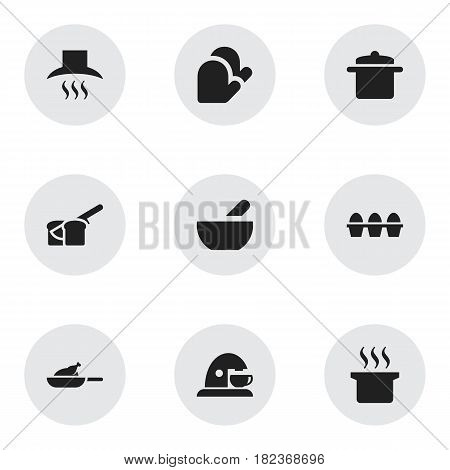 Set Of 9 Editable Cook Icons. Includes Symbols Such As Cup, Soup Pot, Cookware And More. Can Be Used For Web, Mobile, UI And Infographic Design.