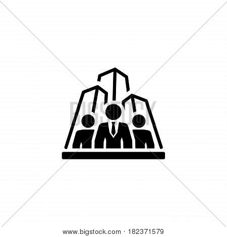 Security Agency Icon. Flat Design Isolated Illustration. App Symbol or UI element. Team of people with skyscrapers in back.