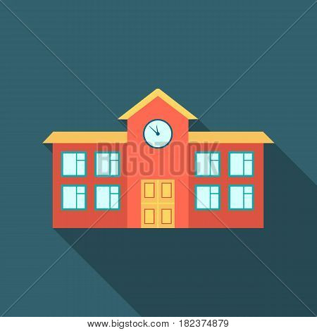 School icon flate. Single building icon from the big city infrastructure flate.