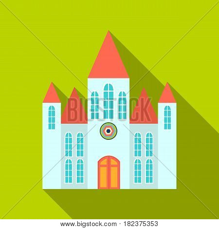 Church icon flate. Single building icon from the big city infrastructure flate.