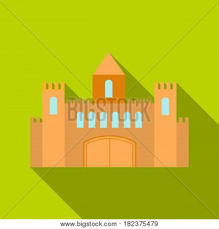 Castle icon flate. Single building icon from the big city infrastructure flate.