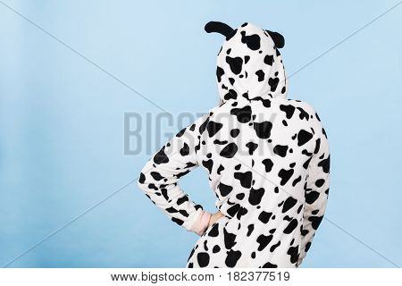 Woman Wearing Pajamas Cartoon Back View