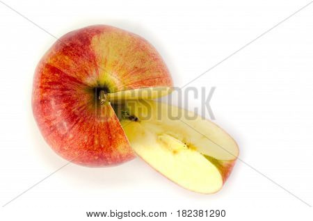 Red apple and slice isolated on white background