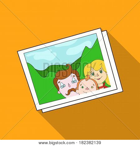 Family photo portrait icon in flat design isolated on white background. Family holiday symbol stock vector illustration.