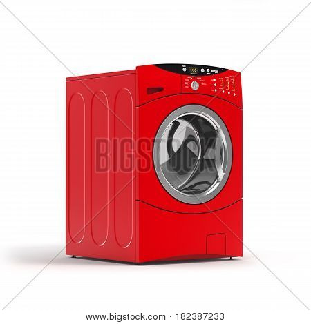 Isolated Washing Machine With Opened Door On A White Background 3D Illustration