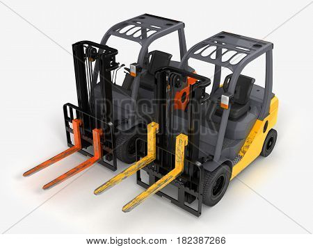 Forklift Loader Isolated On White Background 3D Illustration