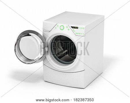 Isolated Washing Machine With Opened Door On A White Background 3D Illustration