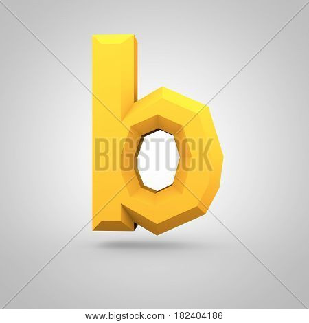 Yellow Low Poly Alphabet Letter B Lowercase Isolated On White Background.