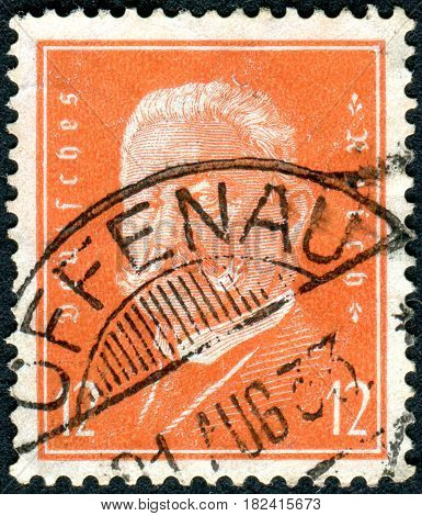 GERMANY - CIRCA 1932: A stamp printed in Germany (Deutsches Reich) shows a portrait of the President of the German Reich Paul von Hindenburg circa 1932