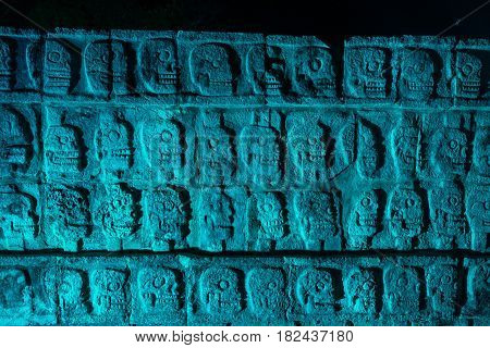 Platform Of Skulls At Night