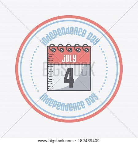 seal stamp with calendar icon over white background. usa indepence day concept. colorful design. vector illustration
