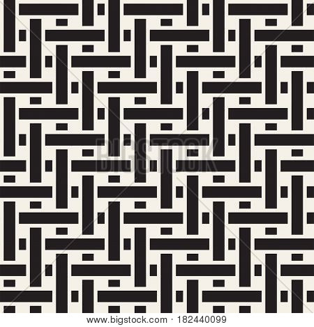 Seamless woven stripes lattice pattern. Modern stylish texture. Repeating abstract background with interlacing lines. Simple monochrome grid