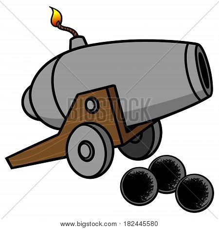 A vector illustration of a Cannon and cannon balls.