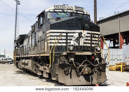 Fort Wayne - Circa April 2017: Norfolk Southern Railway Engine Train. NS is a Class I railroad in the US and is listed as NSC V