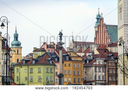 Zygmunt Column Monument In The City Center Of Warsaw, Poland