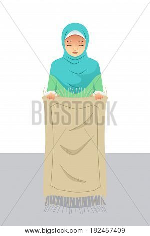 A vector illustration of Muslim Woman Preparing Before Praying