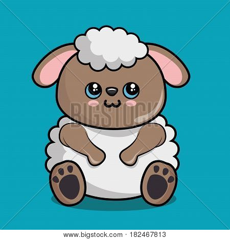 cute sheep character kawaii style vector illustration design