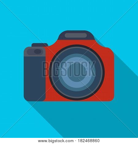 Digital camera icon in flat design isolated on white background. Rest and travel symbol stock vector illustration.