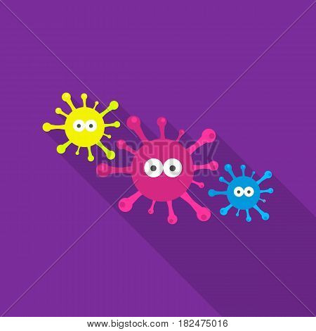 Virus icon flate. Single sick icon from the big ill, disease flate.