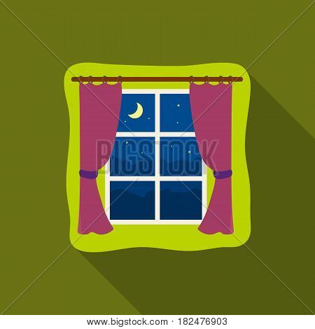 Night out the window icon in flate design isolated on white background. Sleep and rest symbol stock vector illustration.