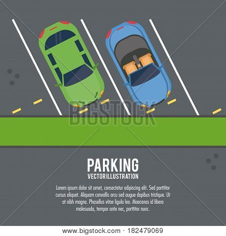 car vehicle auto parking zone park space road sign street icon. Colorful and flat design. Vector illustration