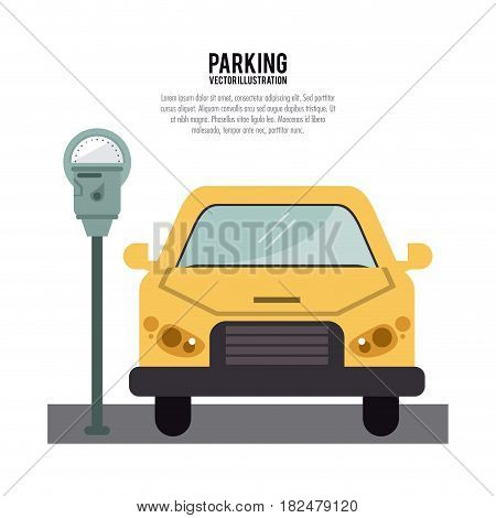 car vehicle auto payment machine parking zone park space road sign street icon. Colorful and flat design. Vector illustration