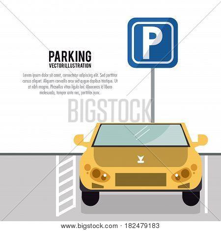 car vehicle auto parking zone park space road sign street icon. Colorful and flat design. Vector illustration