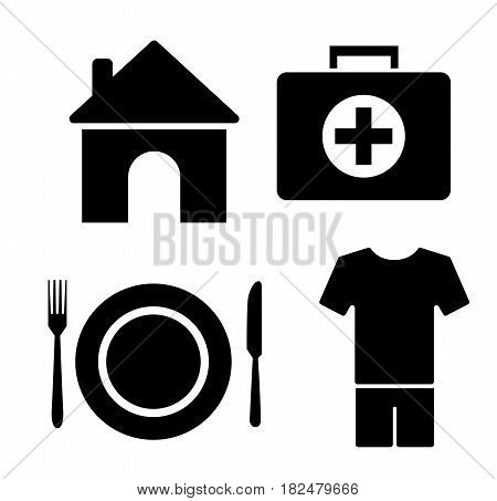 4 basic human needs icon set, vector