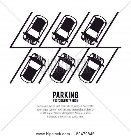car vehicle auto parking zone park space road sign street icon. black white and isolated design. Vector illustration