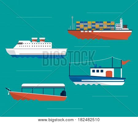 boat ship sea ocen transportation icon. Colorful and flat design. Blue background. Vector illustration